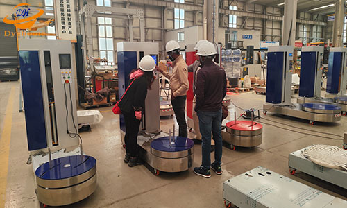 Namibian customers come to Dyehome factory to visit luggage wrapping machine