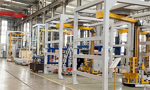 High-speed rocker arm wrapping machine improves factory delivery efficiency and is suitable for automatic packaging of pallets of various specifications