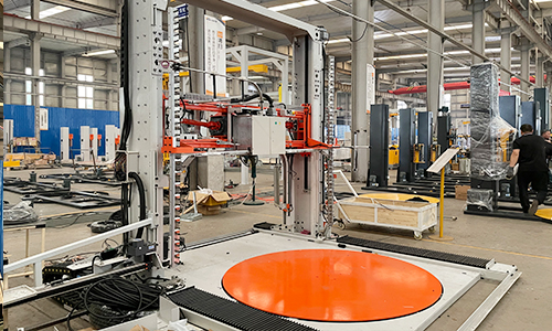 Is wrapping and taping too cumbersome in two separate steps? All-in-one wrapping and strapping machine secures pallets in one go.
